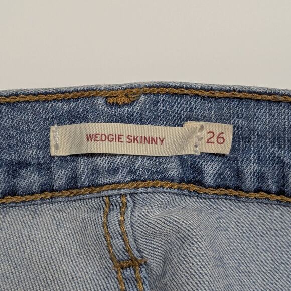 Levi's Wedgie Skinny Jeans High Rise Blue Spice Distressed Ripped Womens 26 Pant - Picture 4 of 5